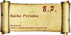 Balko Piroska névjegykártya